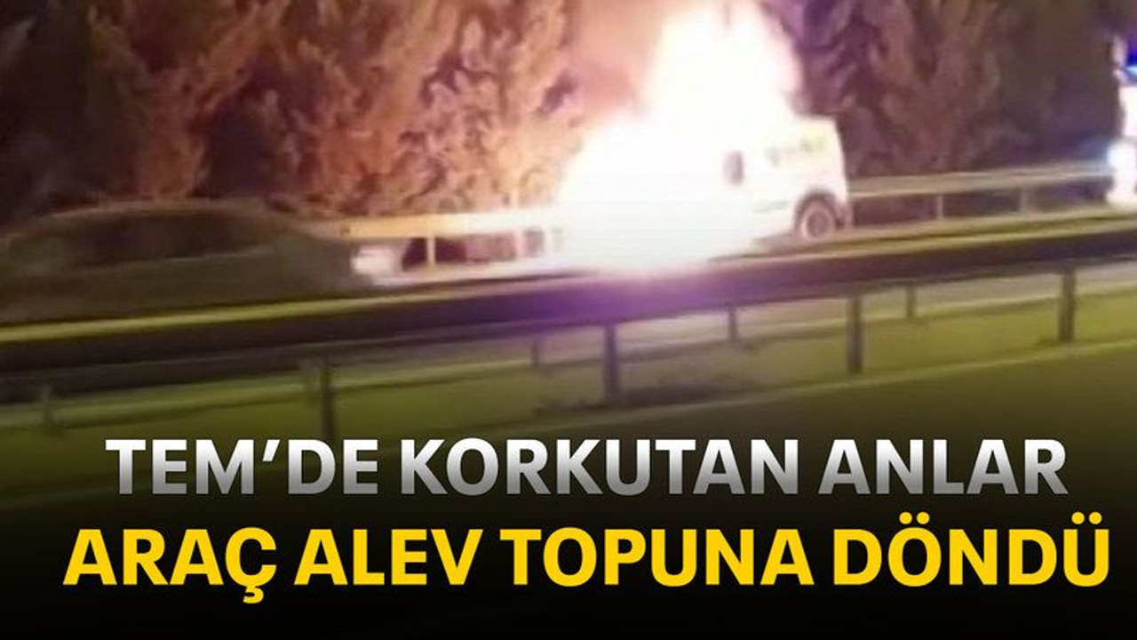 TEM’de korkutan anlar, araç alev topuna döndü